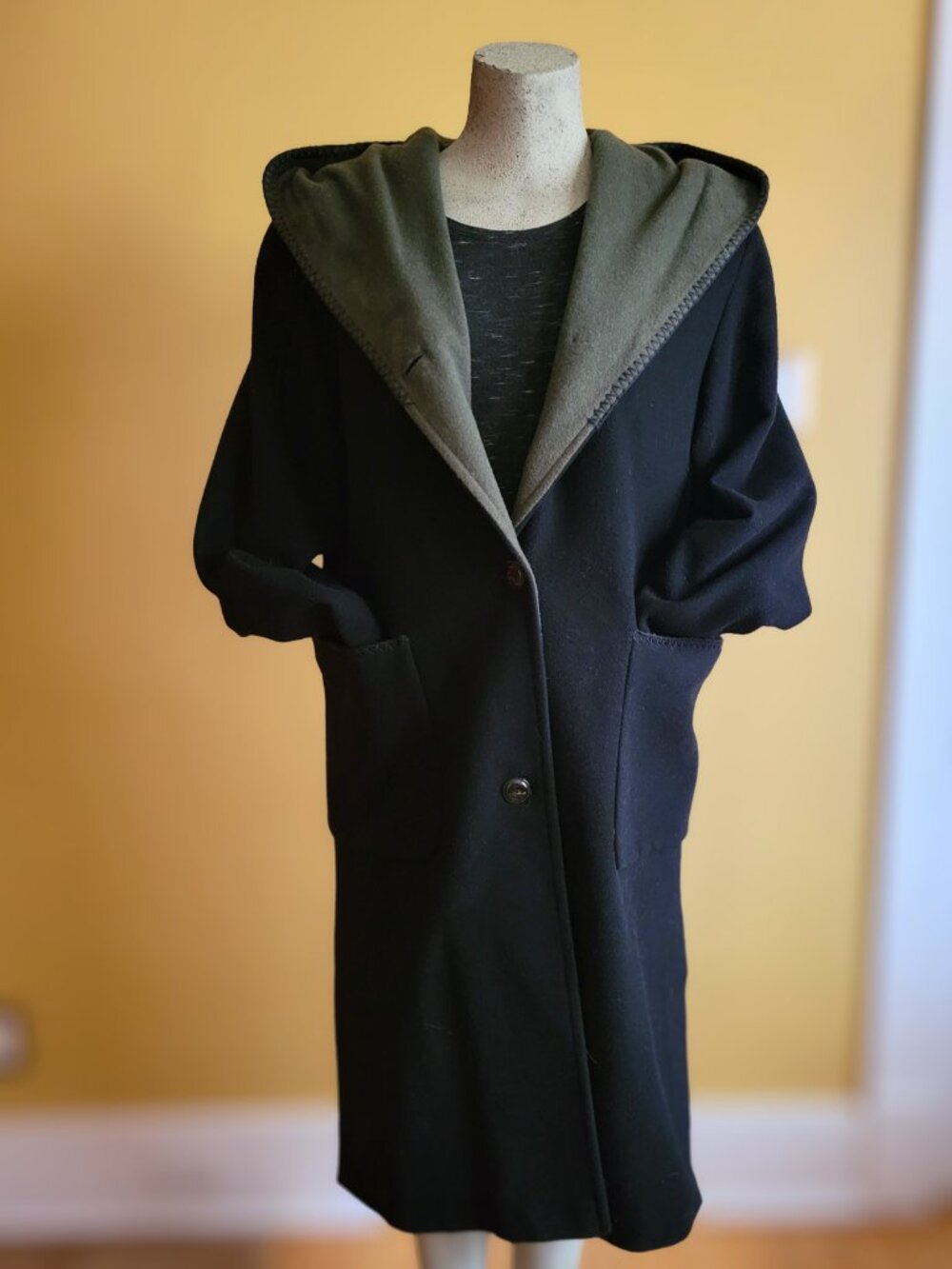 Wool Cashmere Hooded Coat Vintage Authentic Clothing Co Virgin 36